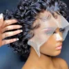 Perucas de renda frontal para mulheres negras, cabelo humano, Bob curto, peruca de corte Pixie, 13x1